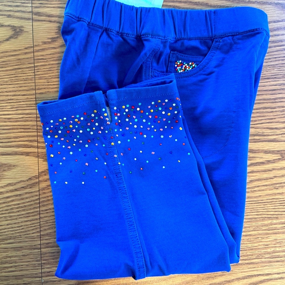 NWT Quacker Factory Dream Jeans Royal Blue Capri w/ Bling Embellishments